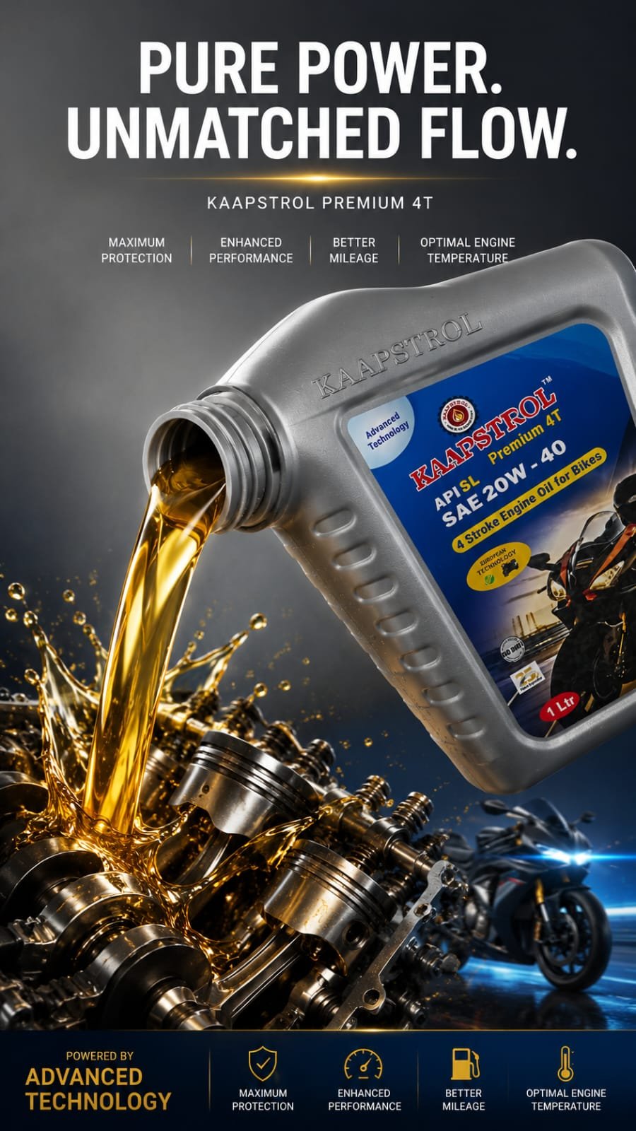 Kaapstrol Premium 4T 20W-40 motorcycle oil
